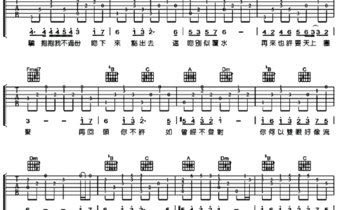 大城小事吉他谱 F调六线谱_女生版_杨千桦
