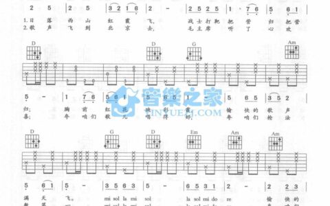 打靶归来吉他谱 C调六线谱_音乐之家编配_军旅歌曲