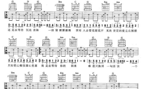 冰雨吉他谱 G调六线谱_简单版_刘德华